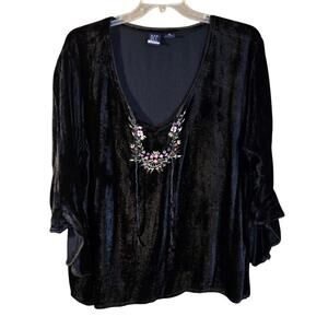 DCC Woman 2X Black Velvet Blouse/Top [180]